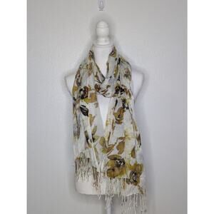 NWT H&m Scarf Cream Floral Patterned/multicolored One Size 79x30 inch